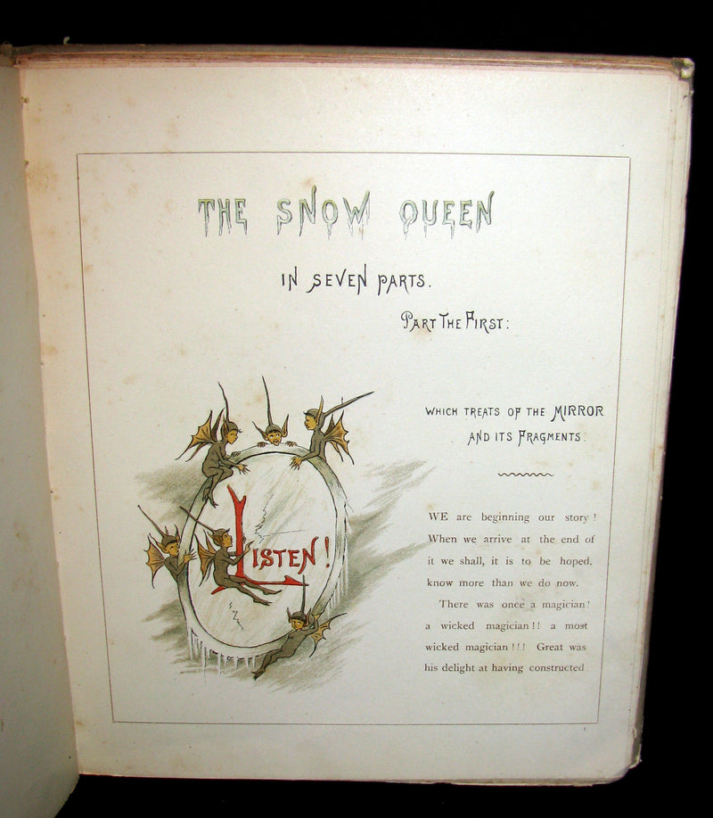 1885 Scarce Victorian Book -  The Snow Queen by Hans Christian Andersen illustrated by T. Pym (pseudonym for Clara Creed)