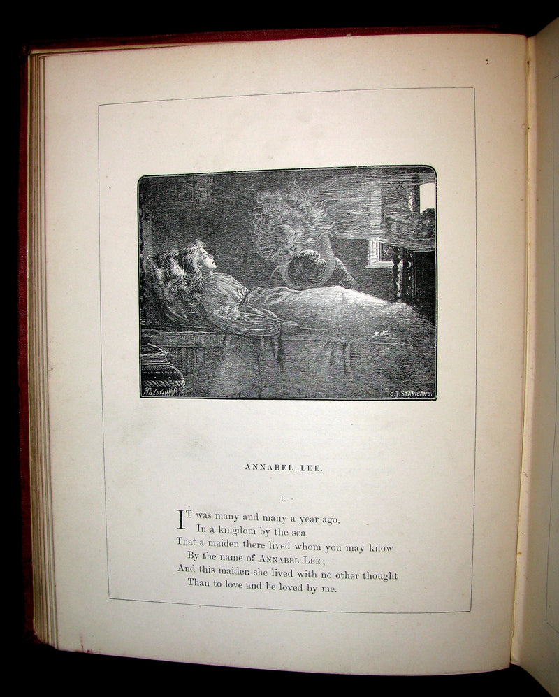 1872 Rare Victorian Book - The Poetical Works of Edgar Allan Poe. Edinburgh Illustrated Edition.