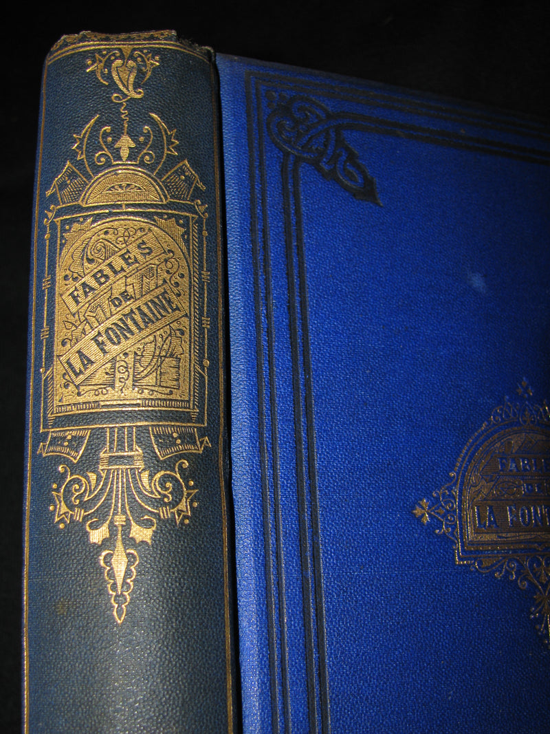 1860 Rare French Victorian Book - Fables de Jean de La Fontaine Illustrated