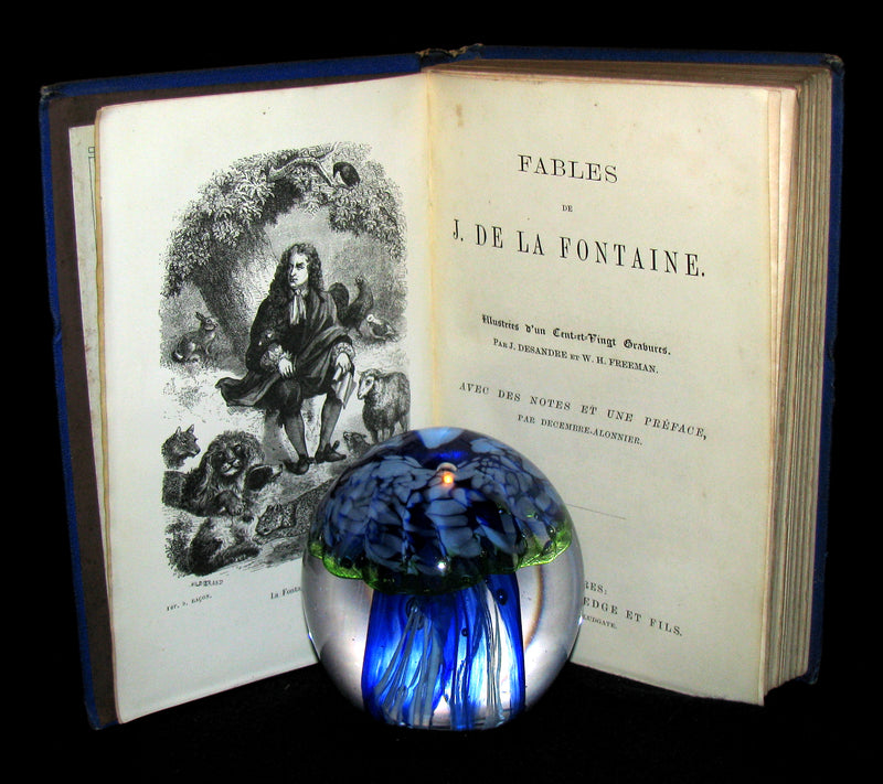 1860 Rare French Victorian Book - Fables de Jean de La Fontaine Illustrated