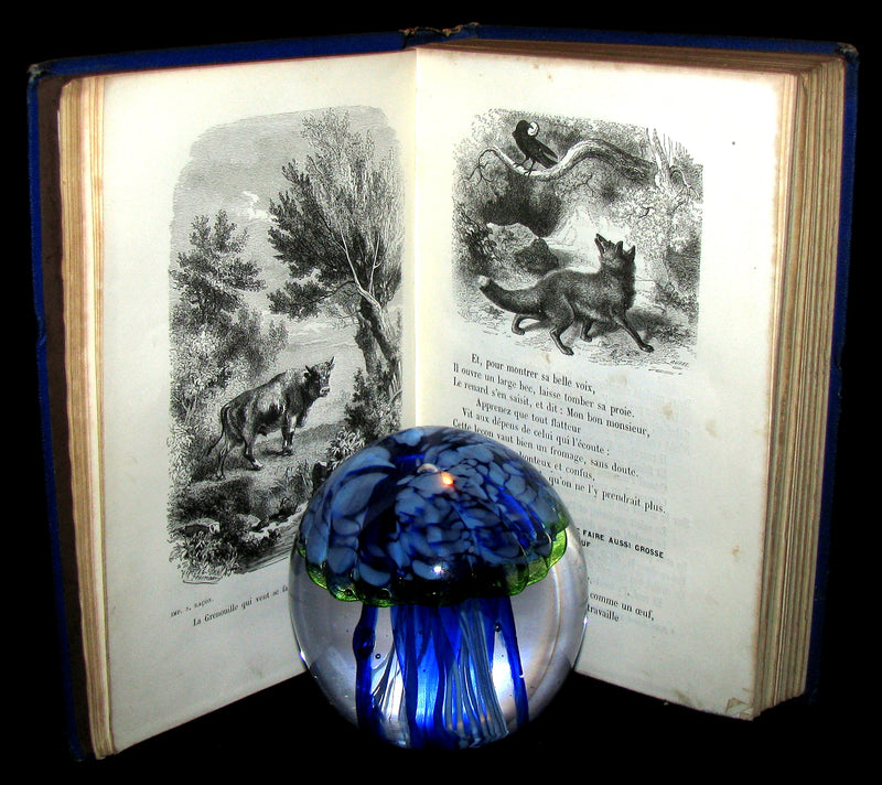 1860 Rare French Victorian Book - Fables de Jean de La Fontaine Illustrated