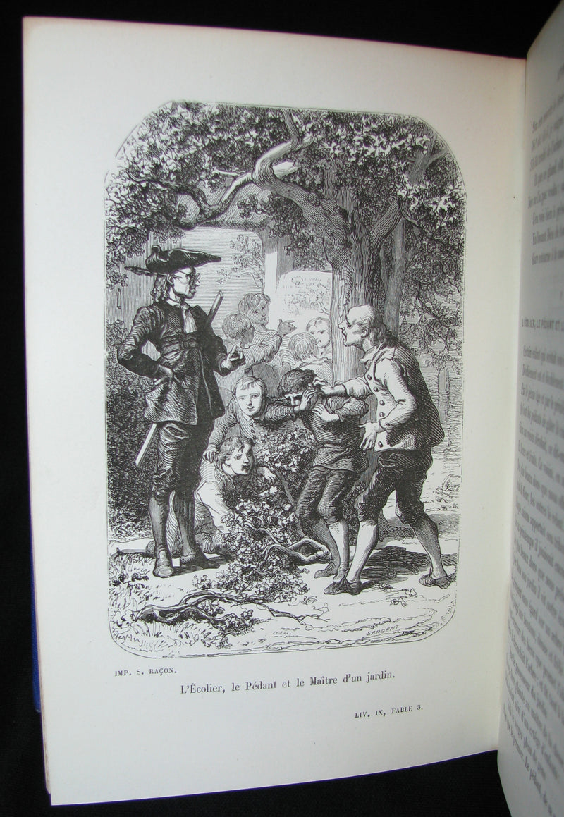 1860 Rare French Victorian Book - Fables de Jean de La Fontaine Illustrated
