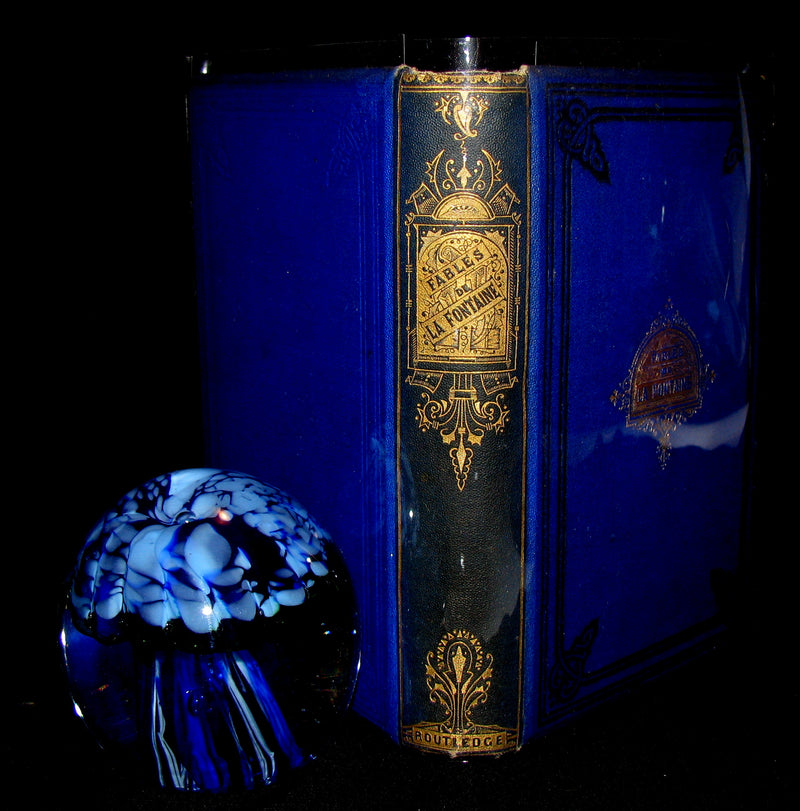 1860 Rare French Victorian Book - Fables de Jean de La Fontaine Illustrated