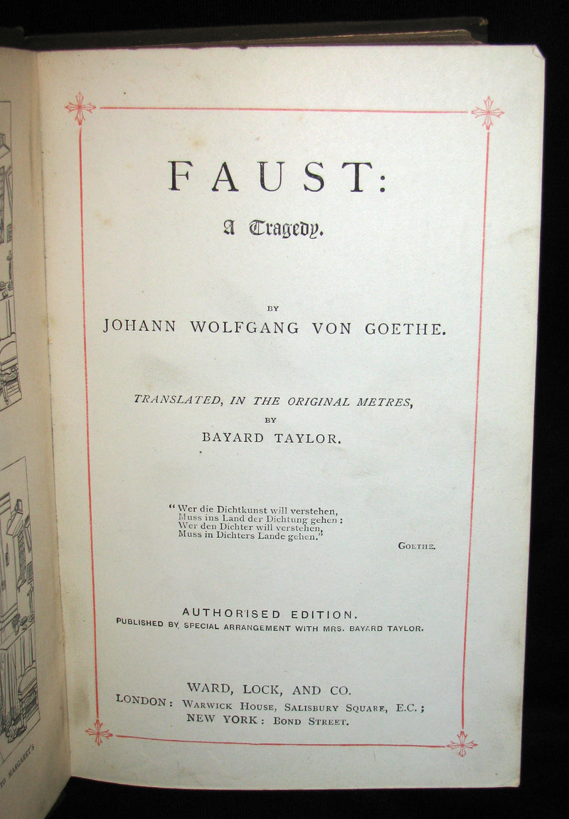 1890 Rare Victorian Book -   Faust - A Tragedy by Goethe, Illustrated.