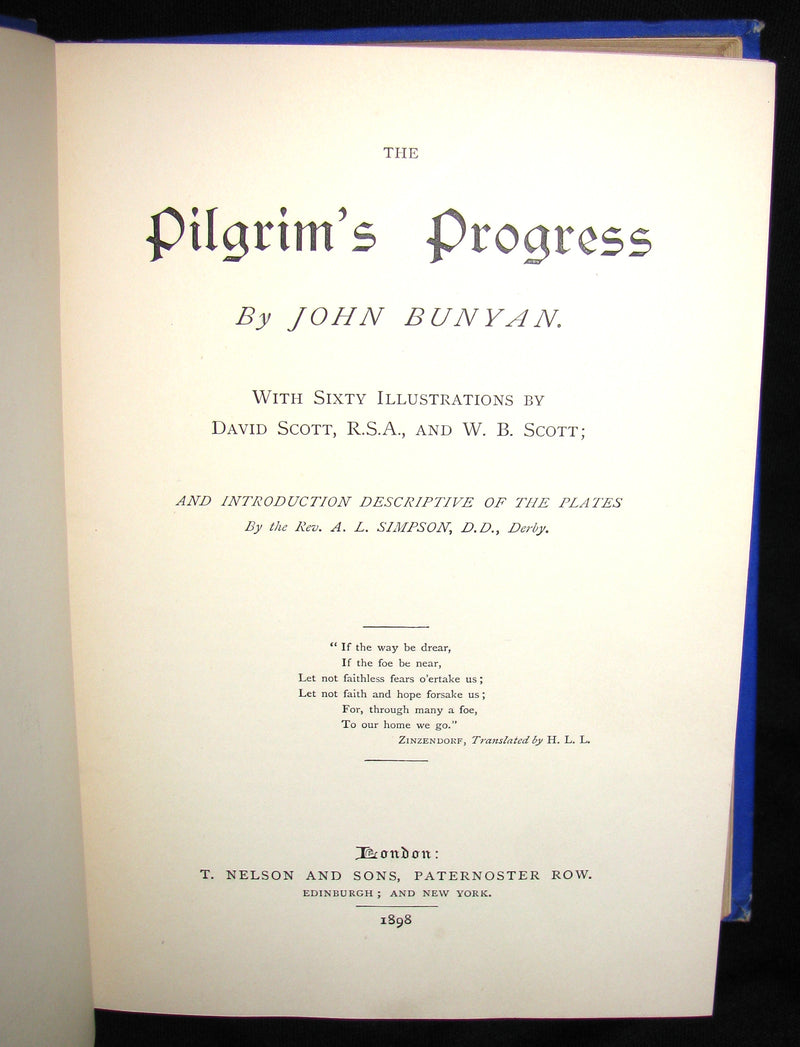 1898 Victorian Rare Book - The Pilgrim's Progress by John Bunyan, Illustrated