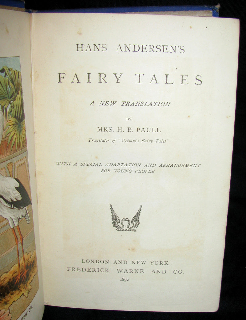 1892 Rare Victorian Book -  Hans Christian Andersen's FAIRY TALES illustrated