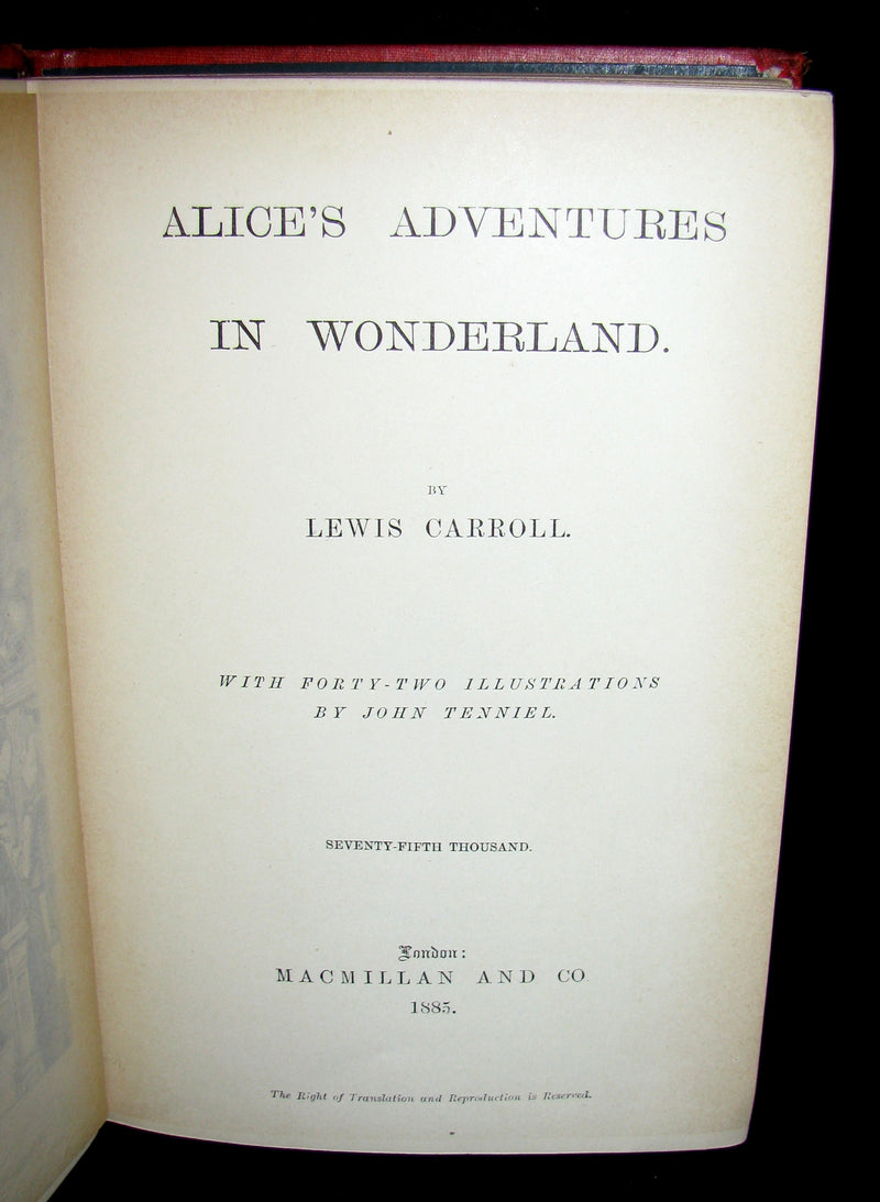 1885 Rare Victorian Book - Alice's Adventures in Wonderland by Lewis Carroll