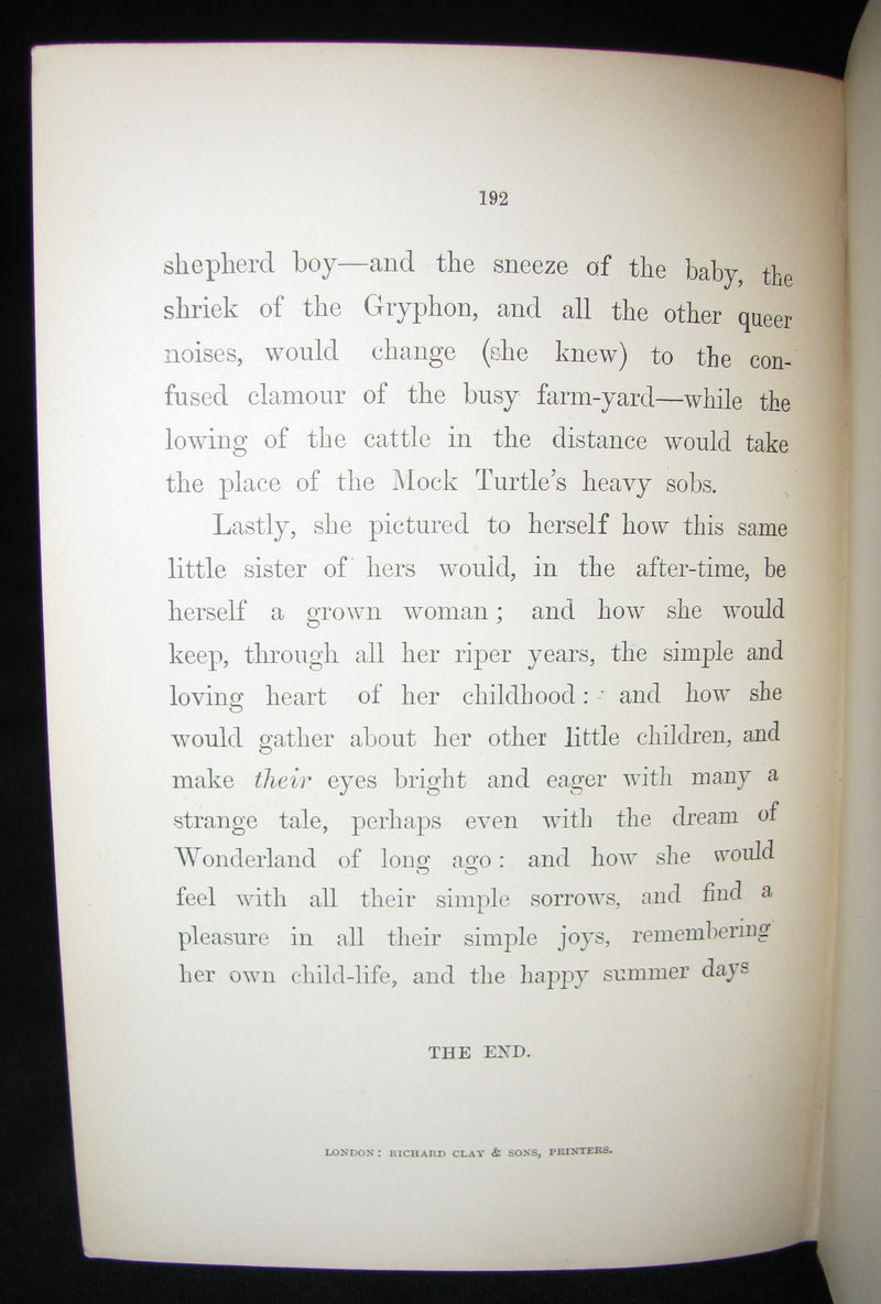 1885 Rare Victorian Book - Alice's Adventures in Wonderland by Lewis Carroll