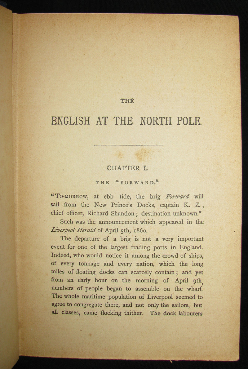 1900 Rare Book - Captain Hatteras - I. The English at the North Pole (with) II. The Field of Ice by Jules Verne