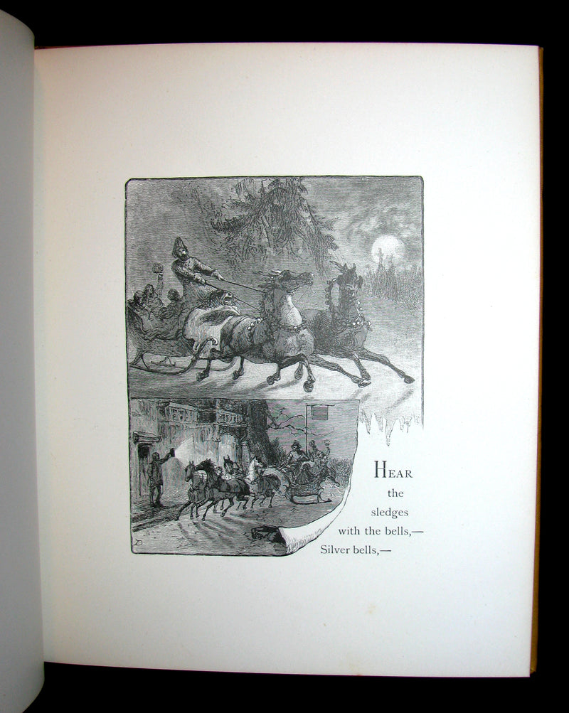 1881 Rare Victorian Book - The Bells by Edgar Allan POE (Illustrated)
