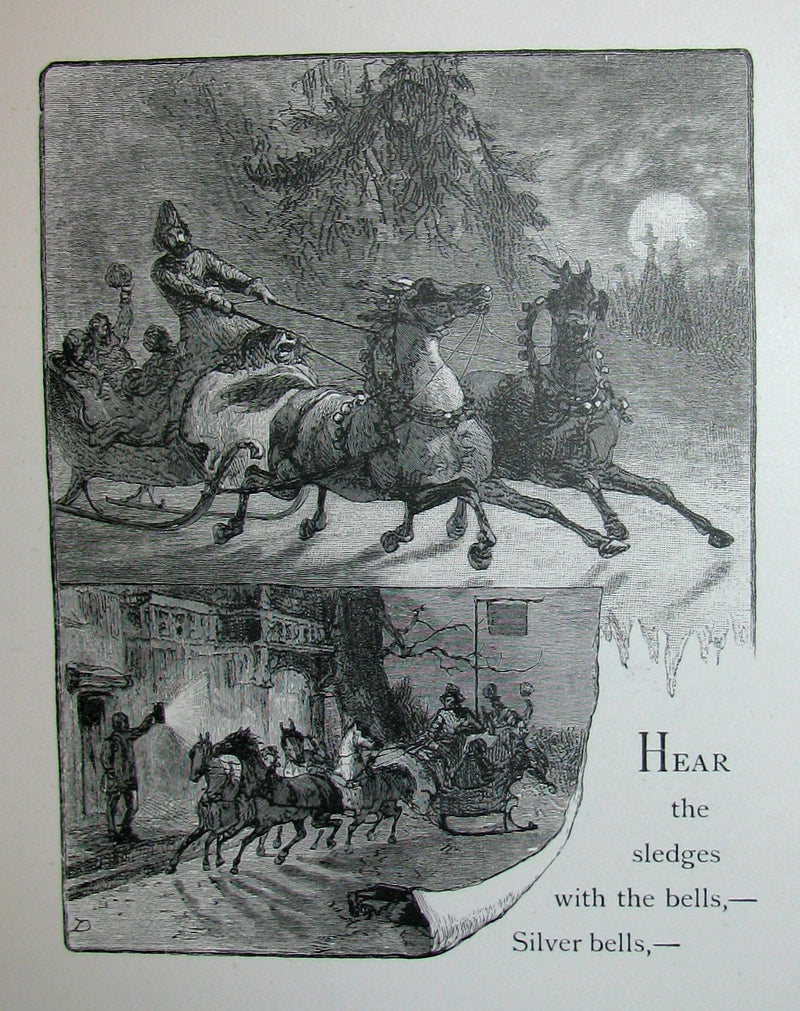 1881 Rare Victorian Book - The Bells by Edgar Allan POE (Illustrated)