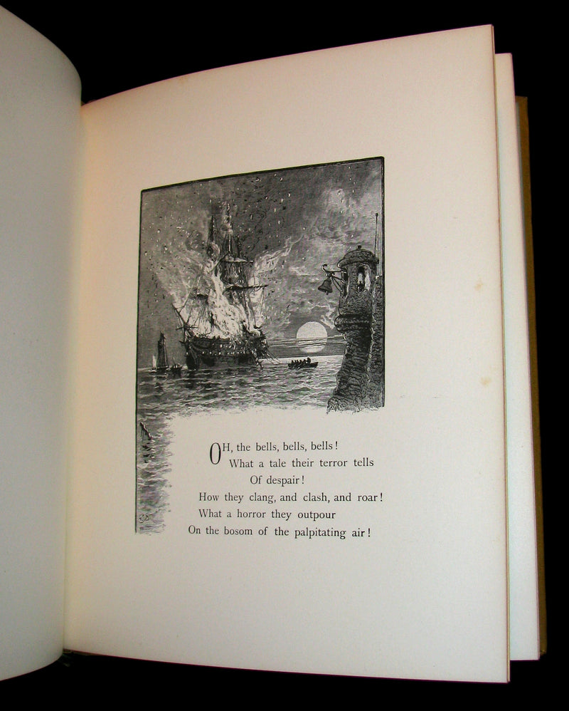 1881 Rare Victorian Book - The Bells by Edgar Allan POE (Illustrated)