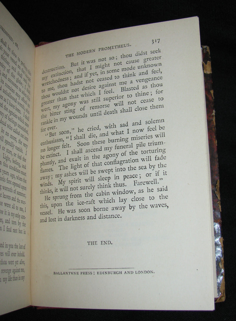 1888 Very Rare Book - FRANKENSTEIN  or, The Modern Prometheus by Mary Shelley