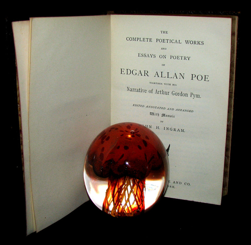 1888 Rare Victorian Book - The Complete Poetical Works and Essays on Poetry of EDGAR ALLAN POE together with his Narrative of Arthur Gordon Pym