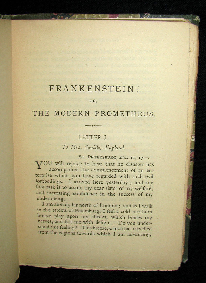 1888 Rare Gothic Book - FRANKENSTEIN  or, The Modern Prometheus by Mary Shelley
