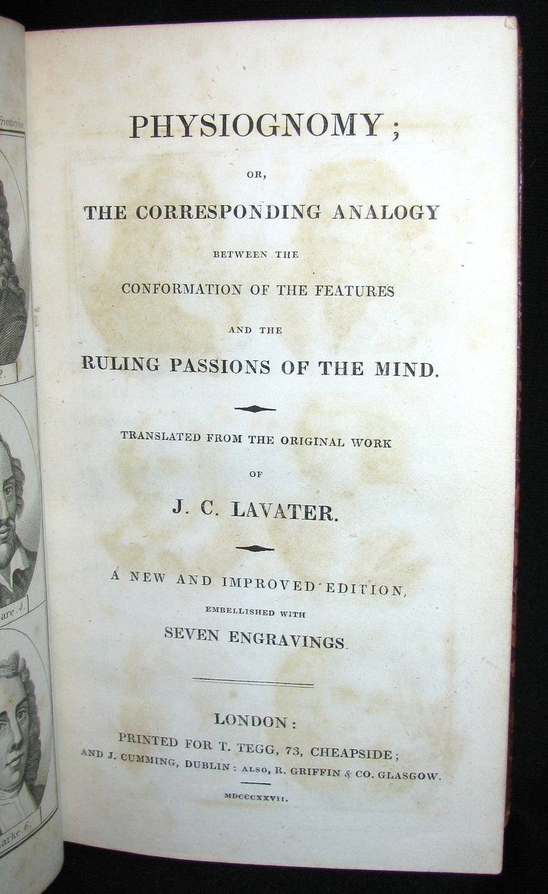 1827 Rare Book ~ Physiognomy, Or,The Mind by LAVATER