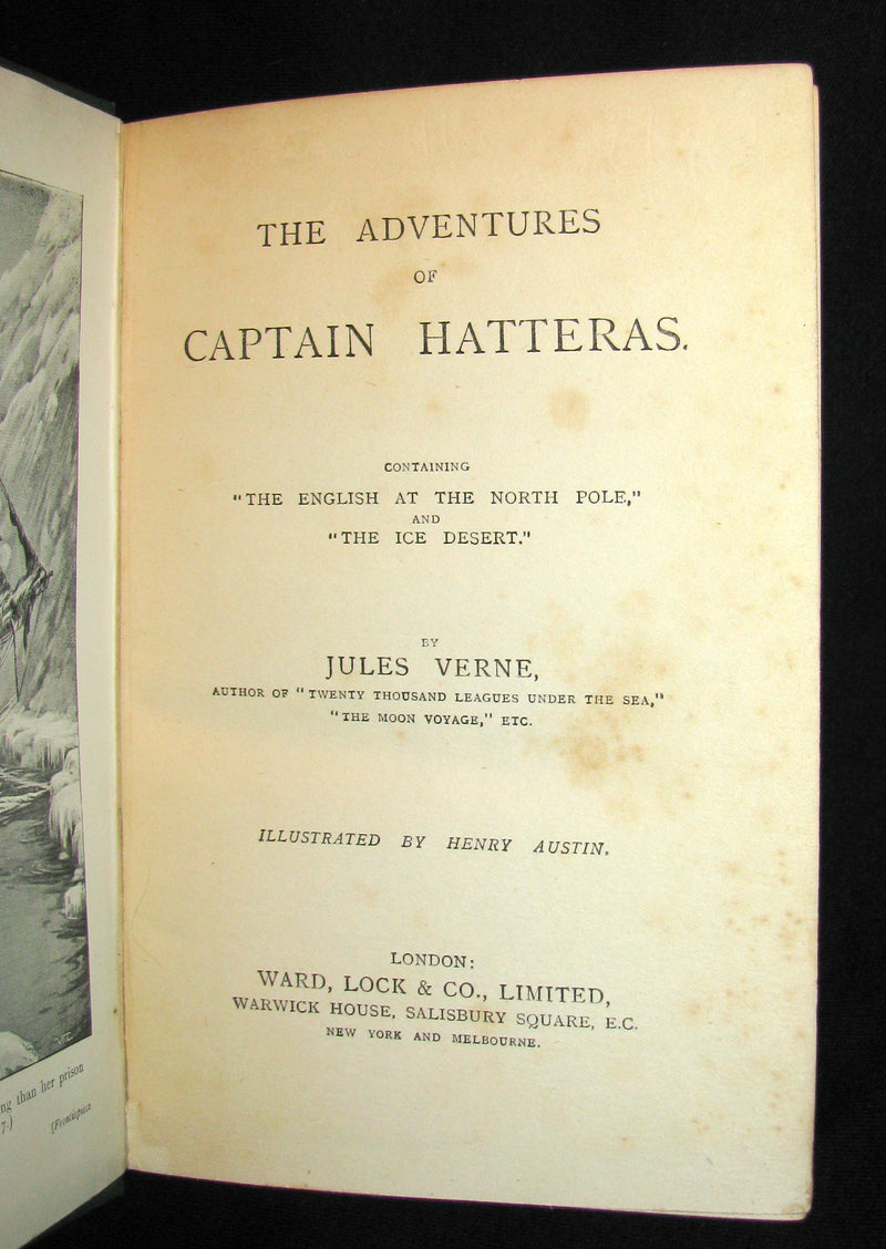 1910 Rare Book - JULES VERNE - The Adventures of Captain Hatteras, Containing 'The English at the North Pole' and 'The Ice Desert'