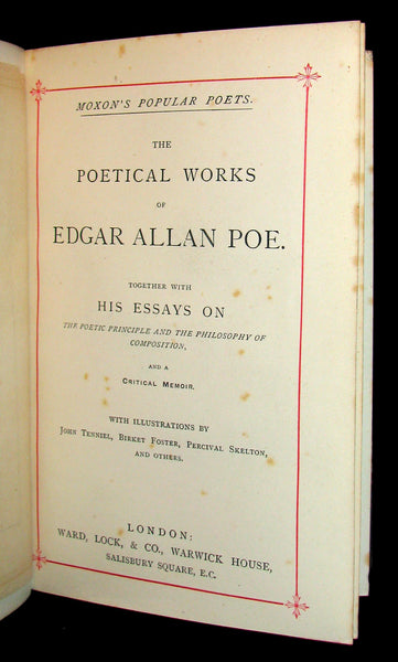 1880 Rare Book - The Poetical Works of Edgar Allan Poe together with his essays