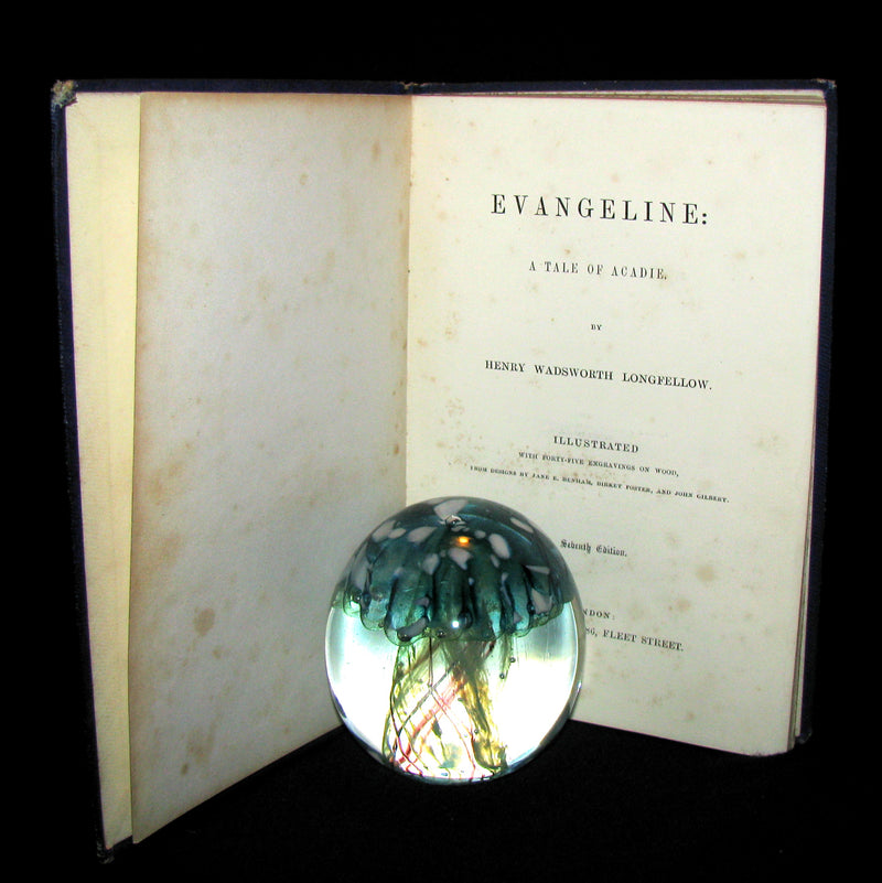 1860 Rare Victorian Book -  Evangeline  A tale of Acadie by Henry Wadsworth Longfellow. Illustrated.