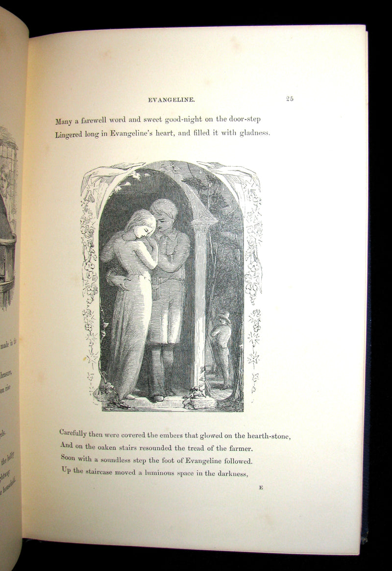 1860 Rare Victorian Book -  Evangeline  A tale of Acadie by Henry Wadsworth Longfellow. Illustrated.
