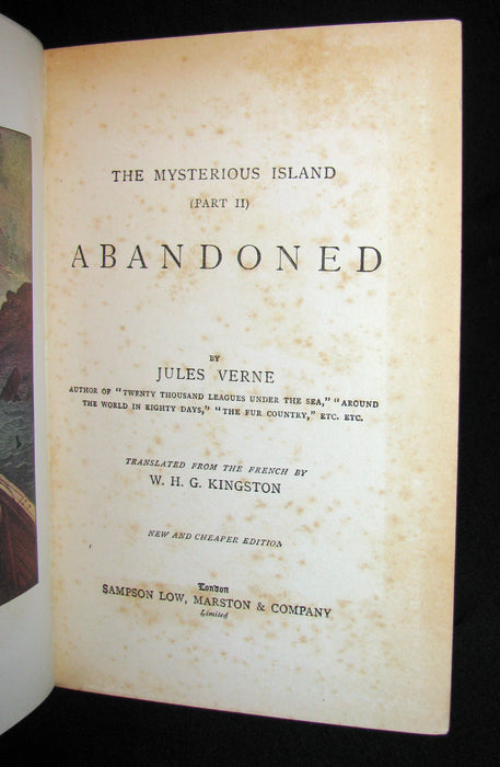 1912 Rare Illustrated Book - Abandoned being the second part of The Mysterious Island by Jules Verne