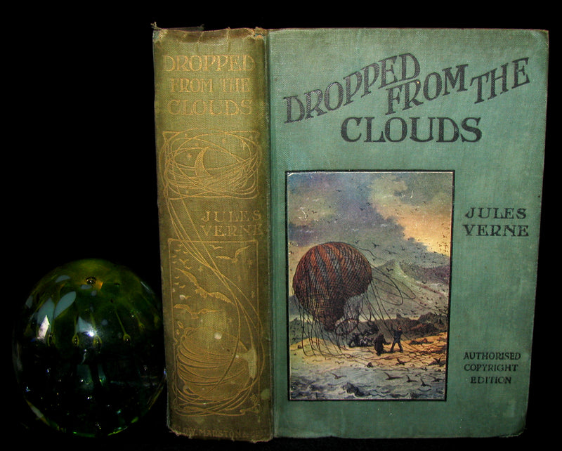 1910 Rare Illustrated Book - Dropped from the Clouds by Jules Verne