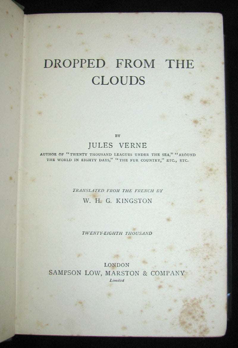 1910 Rare Illustrated Book - Dropped from the Clouds by Jules Verne