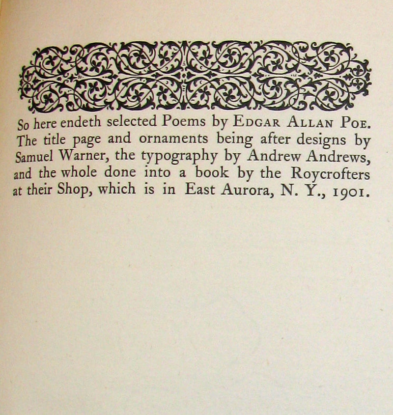 1901 Rare Book -The Roycrofters Edition of the Poems by Edgar Allan POE