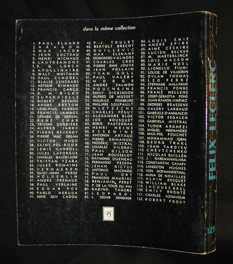 1965 Very Rare Quebec Poet Signed Book - FELIX LECLERC Poetes d'aujourd'hui