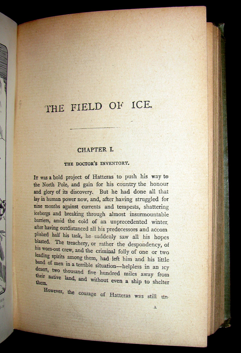 1890 Rare Book - Captain Hatteras - by Jules Verne
