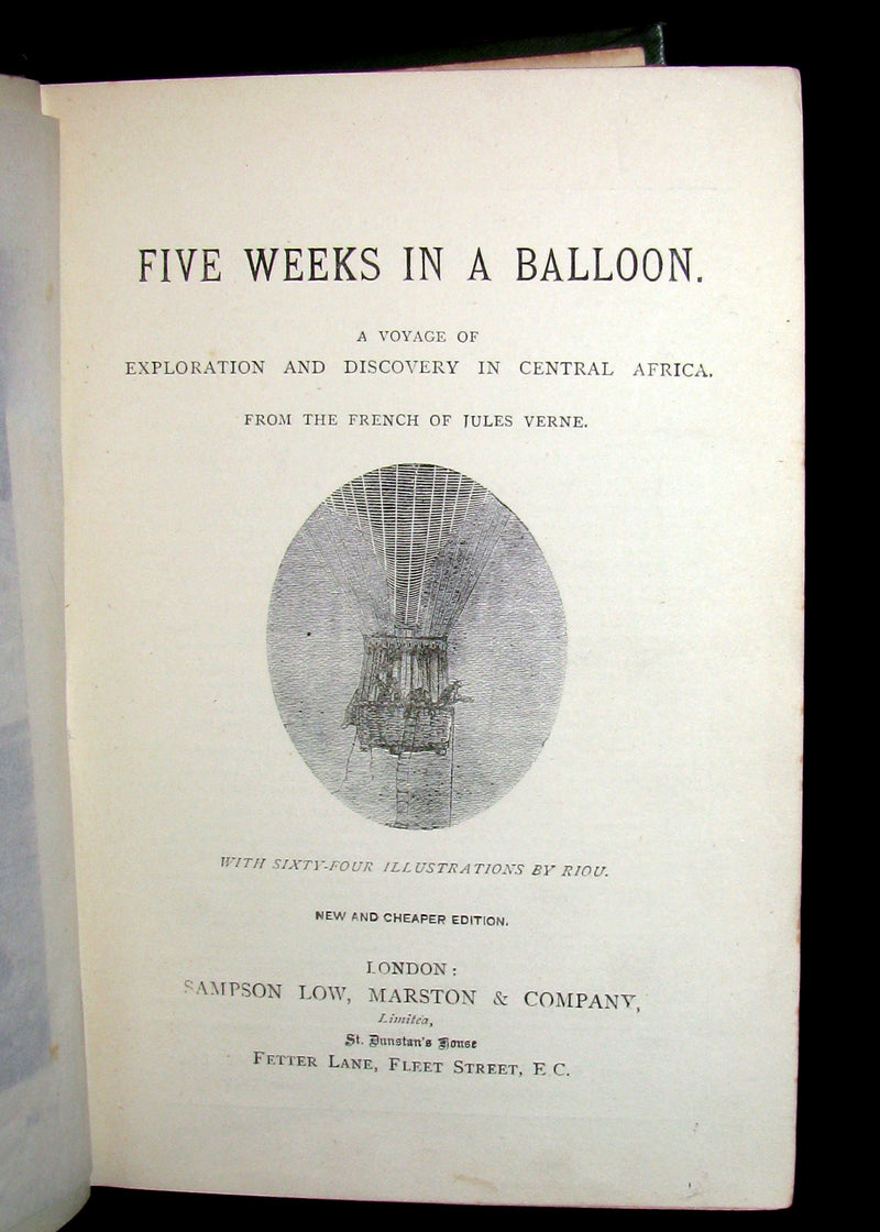1899 Rare Victorian Book - JULES VERNE Five Weeks in a Balloon.