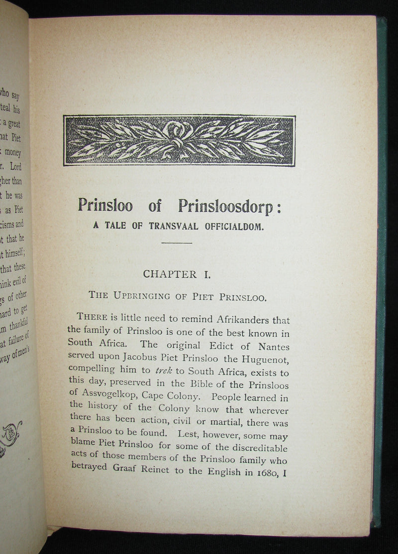 1899 Rare Africana Book - Prinsloo of Prinsloosdorp a tale of Transvaal officialdom
