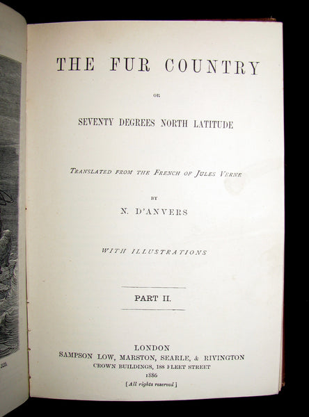 1886 Rare Victorian Book - JULES VERNE FUR COUNTRY or Seventy Degrees North Latitude
