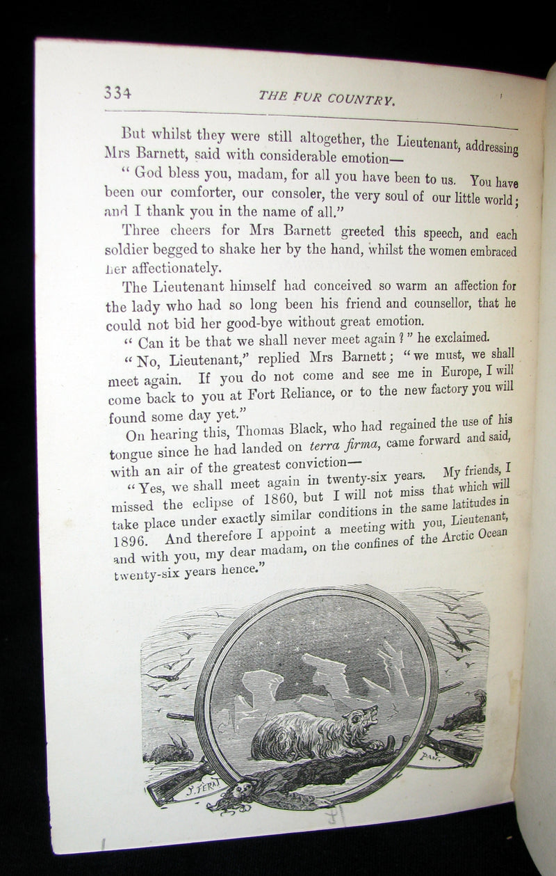 1886 Rare Victorian Book - JULES VERNE FUR COUNTRY or Seventy Degrees North Latitude