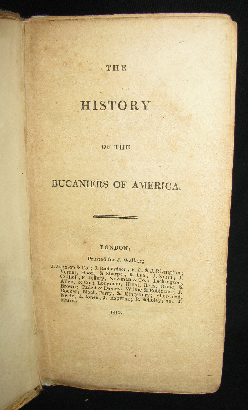 1810 Rare Book - Exquemelin - THE HISTORY OF THE BUCANIERS (BUCCANIERS) OF AMERICA - PIRATES
