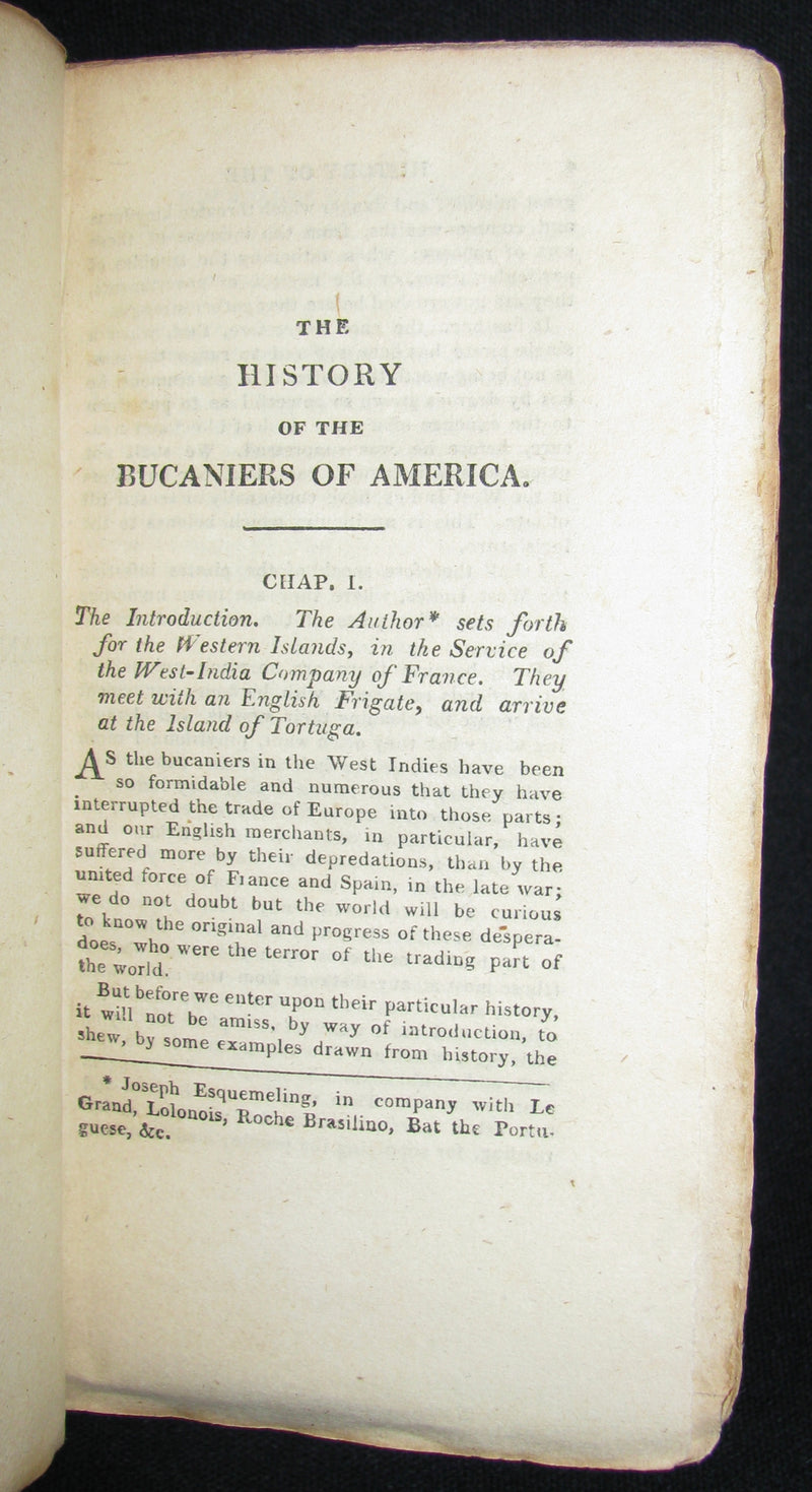 1810 Rare Book - Exquemelin - THE HISTORY OF THE BUCANIERS (BUCCANIERS) OF AMERICA - PIRATES
