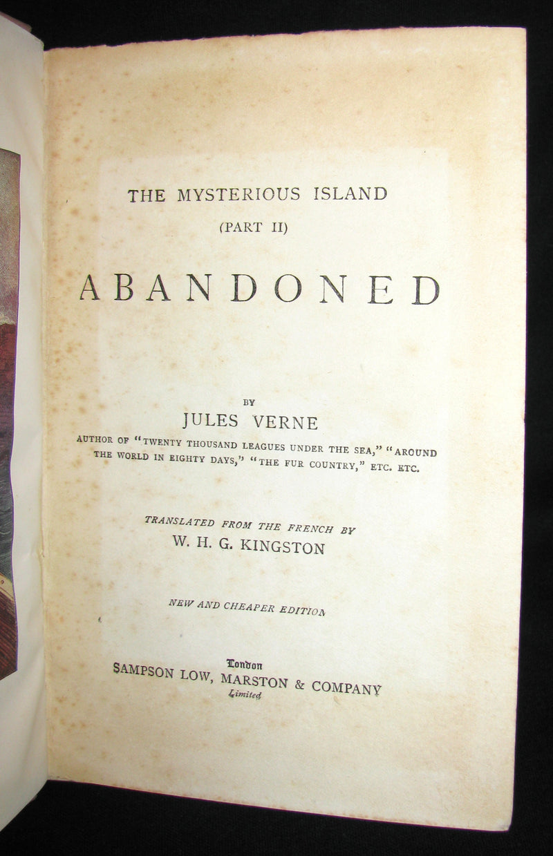1910 Rare Illustrated Book - Abandoned being the second part of The Mysterious Island by Jules Verne