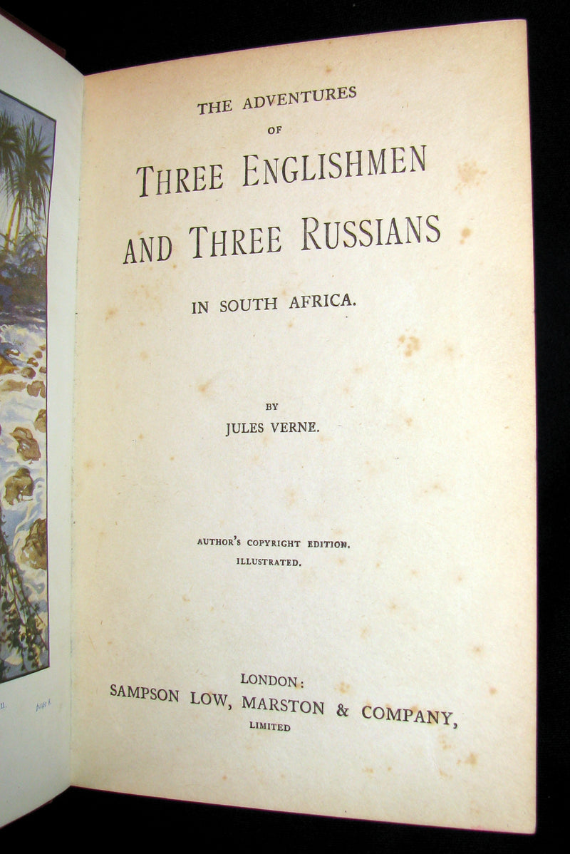 1900 Rare Book - Adventures of 3 Englishmen and 3 Russians in South Africa by Jules Verne