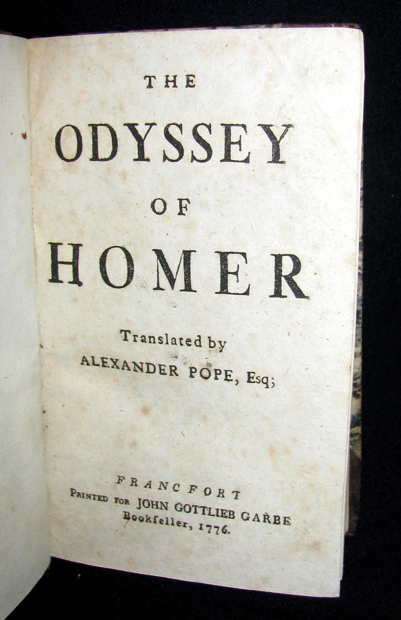 1776 Very Rare Book - The Odyssey of Homer translated in English by Alexander Pope, Esq.