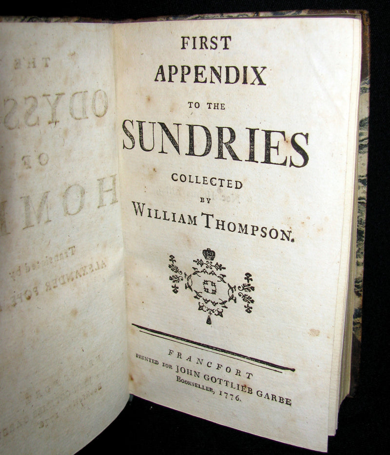 1776 Very Rare Book - The Odyssey of Homer translated in English by Alexander Pope, Esq.