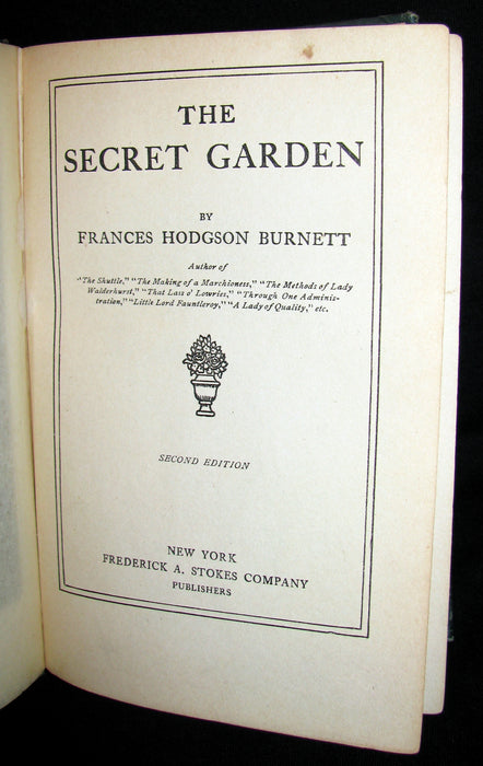 1911 Rare Book - The Secret Garden by Frances Hodgson Burnett. Second Edition.