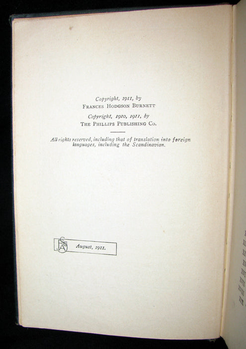 1911 Rare Book - The Secret Garden by Frances Hodgson Burnett. Second Edition.