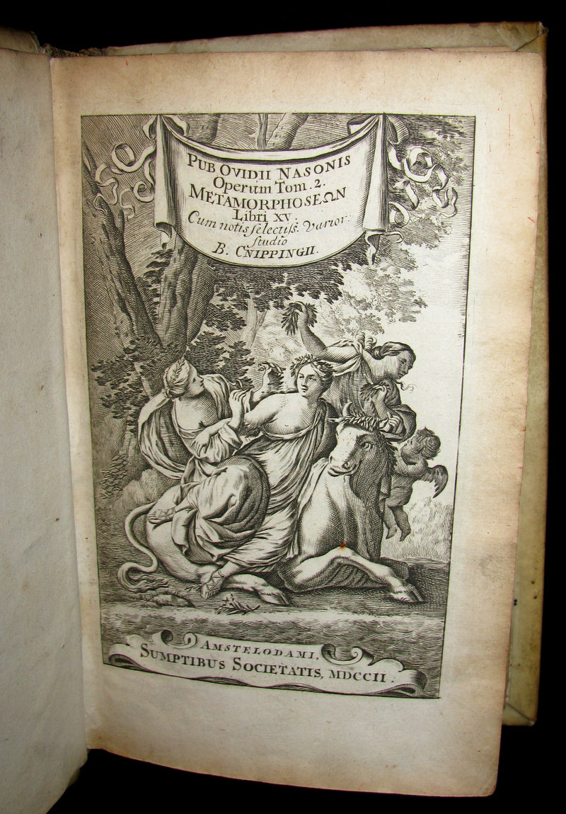 1702 Scarce Latin vellum Book - OVID Metamorphoseon - Illustrated with 16 copperplates