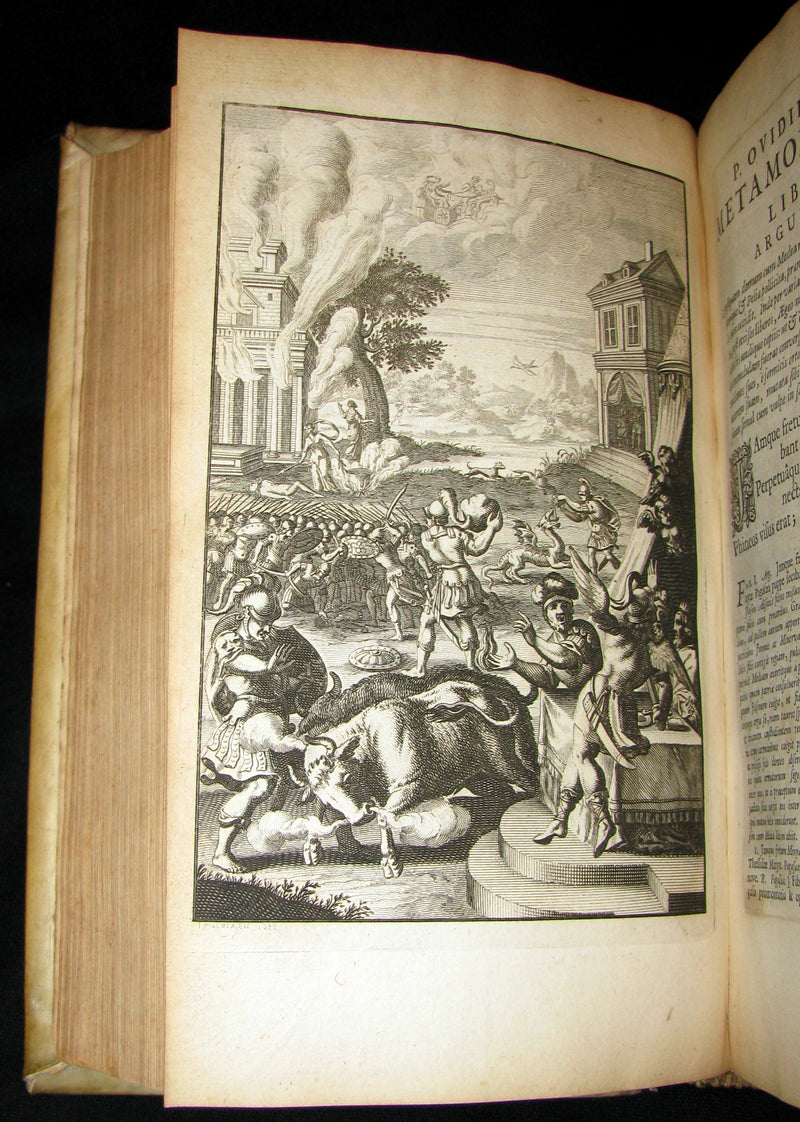 1702 Scarce Latin vellum Book - OVID Metamorphoseon - Illustrated with 16 copperplates