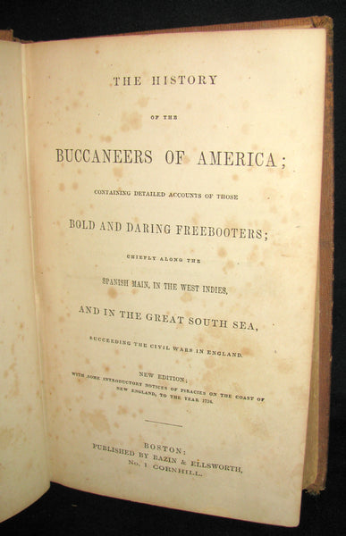 1851 Rare Book - Exquemelin -The History Of The Buccaneers Of America