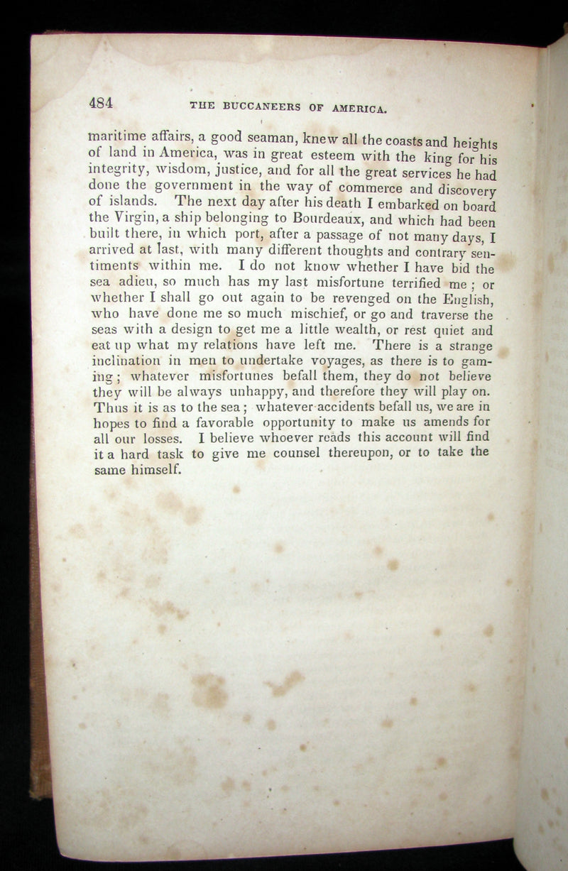 1851 Rare Book - Exquemelin -The History Of The Buccaneers Of America