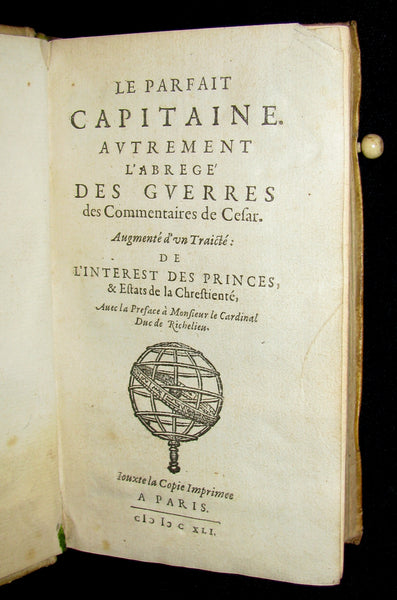 1641 Rare vellum French Book - Art of War - Le Parfait capitaine.