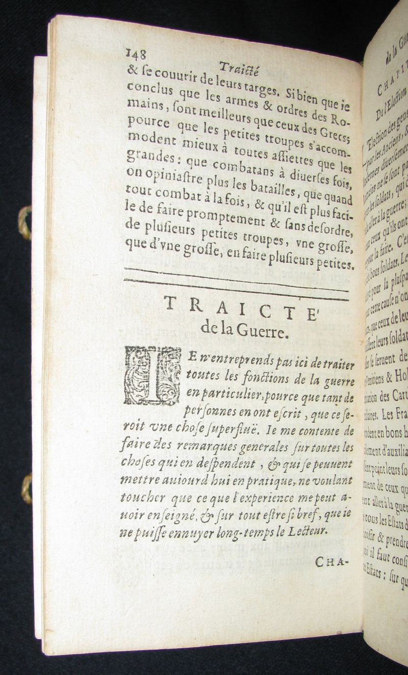 1641 Rare vellum French Book - Art of War - Le Parfait capitaine.