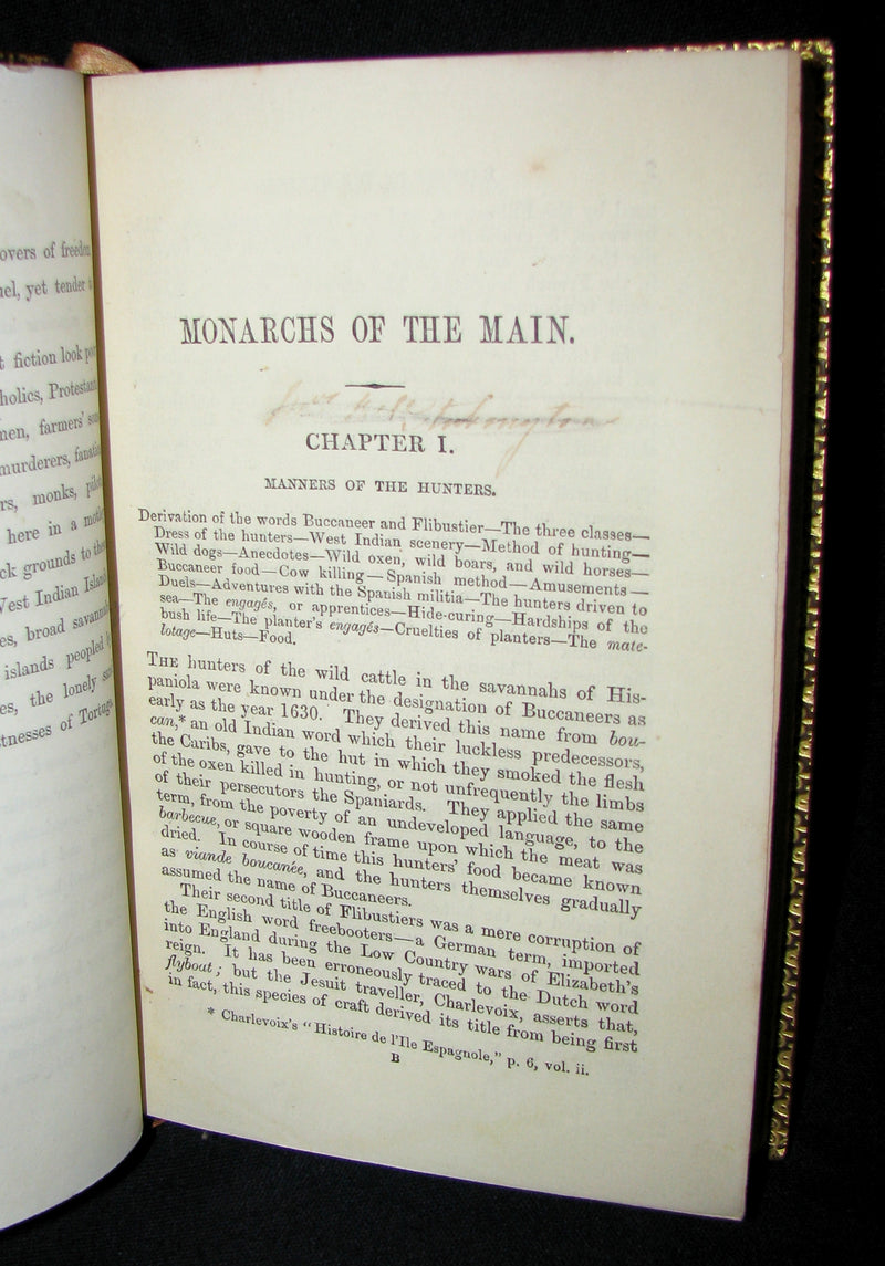 1851 Rare Book - The Buccaneers or The Monarchs of the Main in a exquisite (Riviere) Bayntun binding