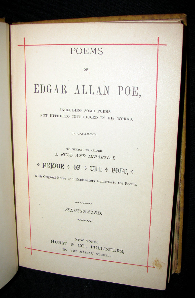 1882 Rare Victorian Book - Poems of Edgar Allan POE (The Raven, Lenore, Ulalume, ...)